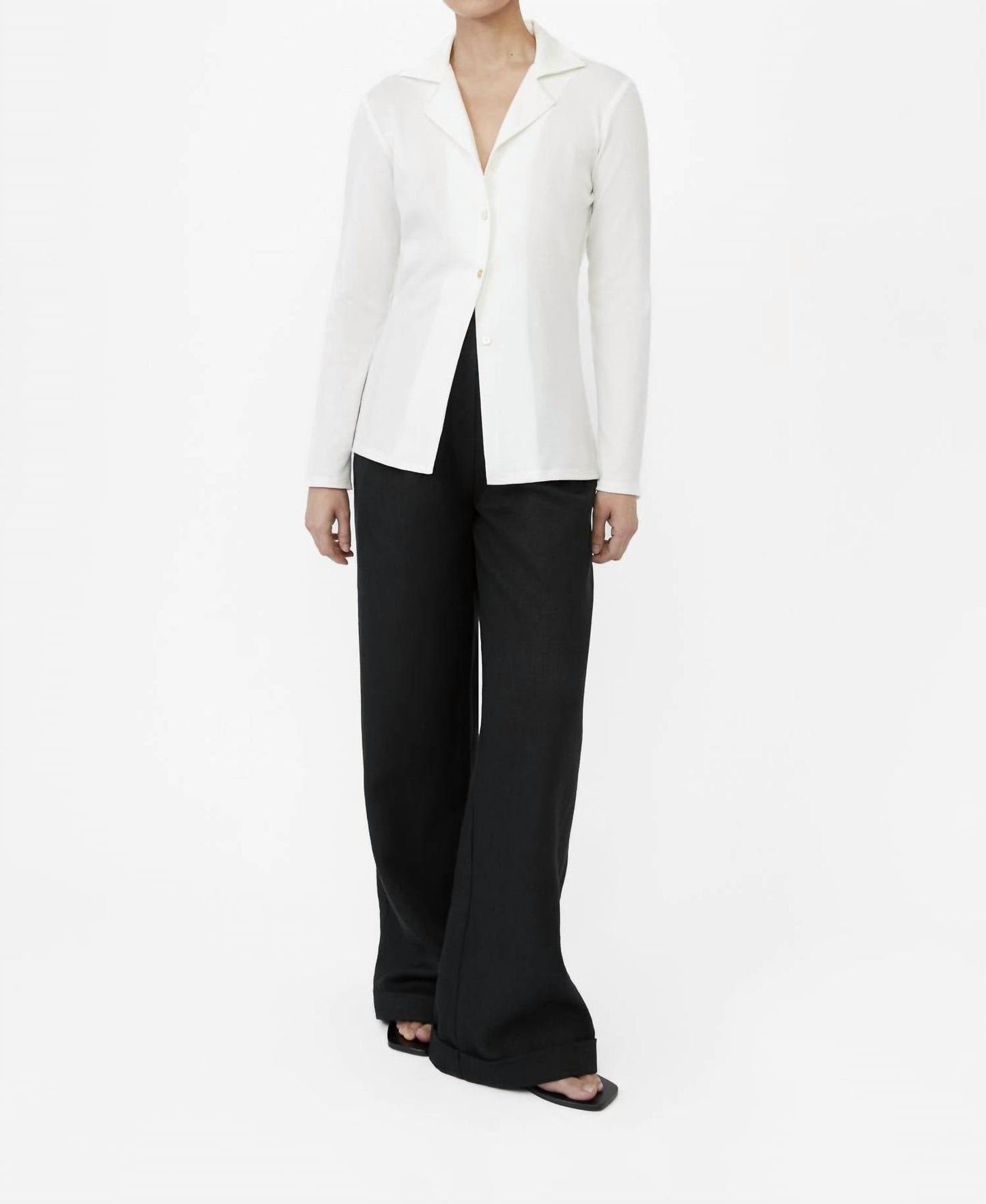Dāl The Label - Rib Knit Collared Cardigan