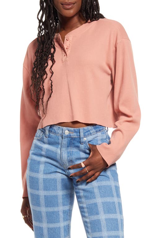 BP Cotton Blend Thermal Henley  Pink Dawn