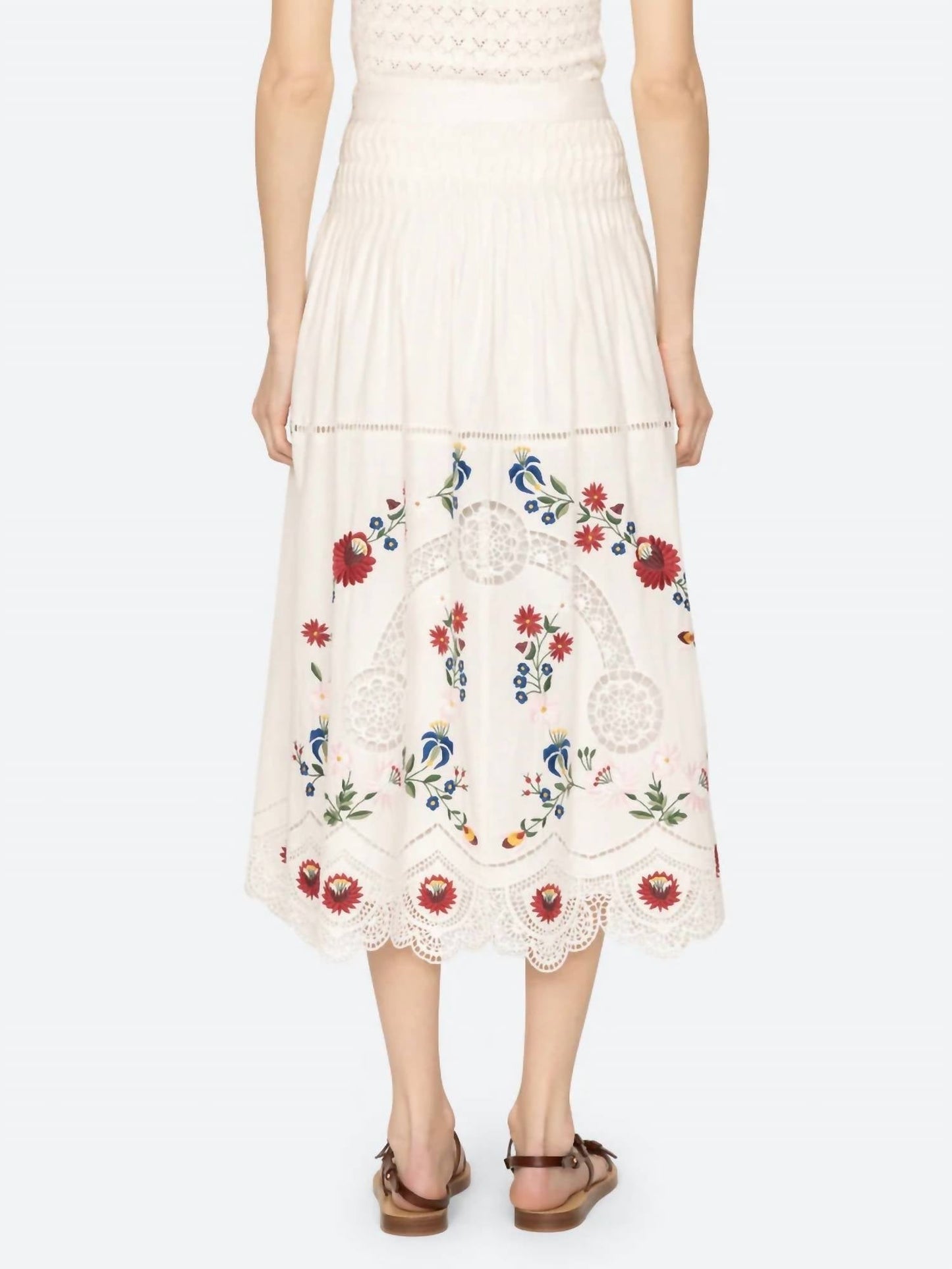 Sea - Celia Embroidery Midi Skirt