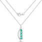 0.34 Carat Genuine Zambian Emerald and White Diamond 14K White Gold Pendant