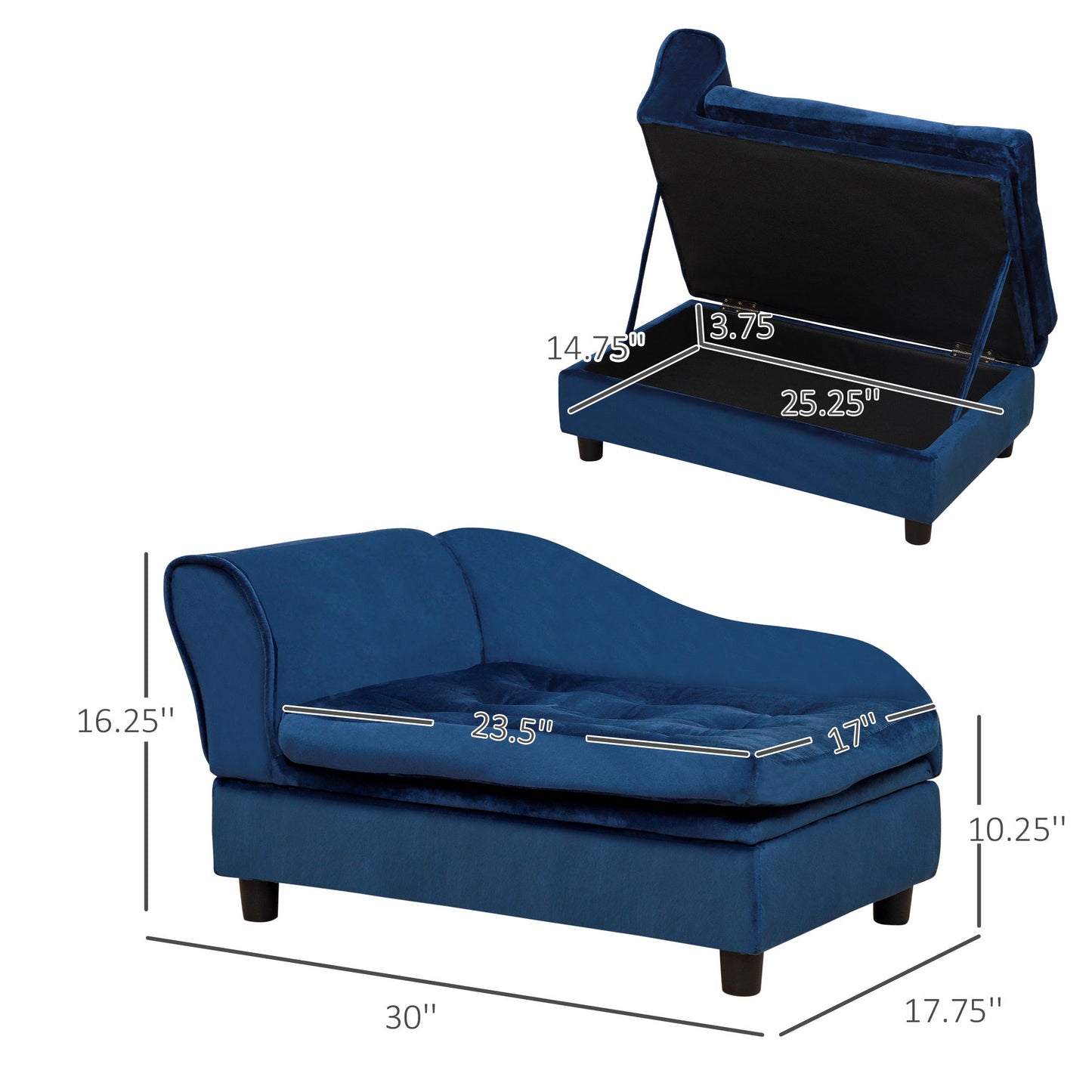 PawHut Luxury Fancy Dog Bed for Small Dogs with Hidden Storage