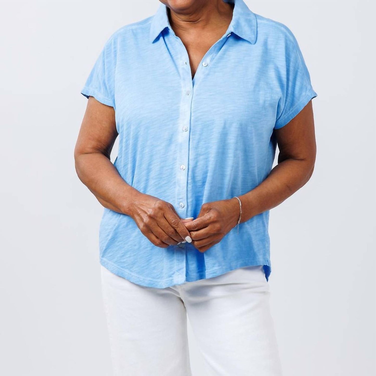 Elliott Lauren - Charlotte Button Front Tee With Collar