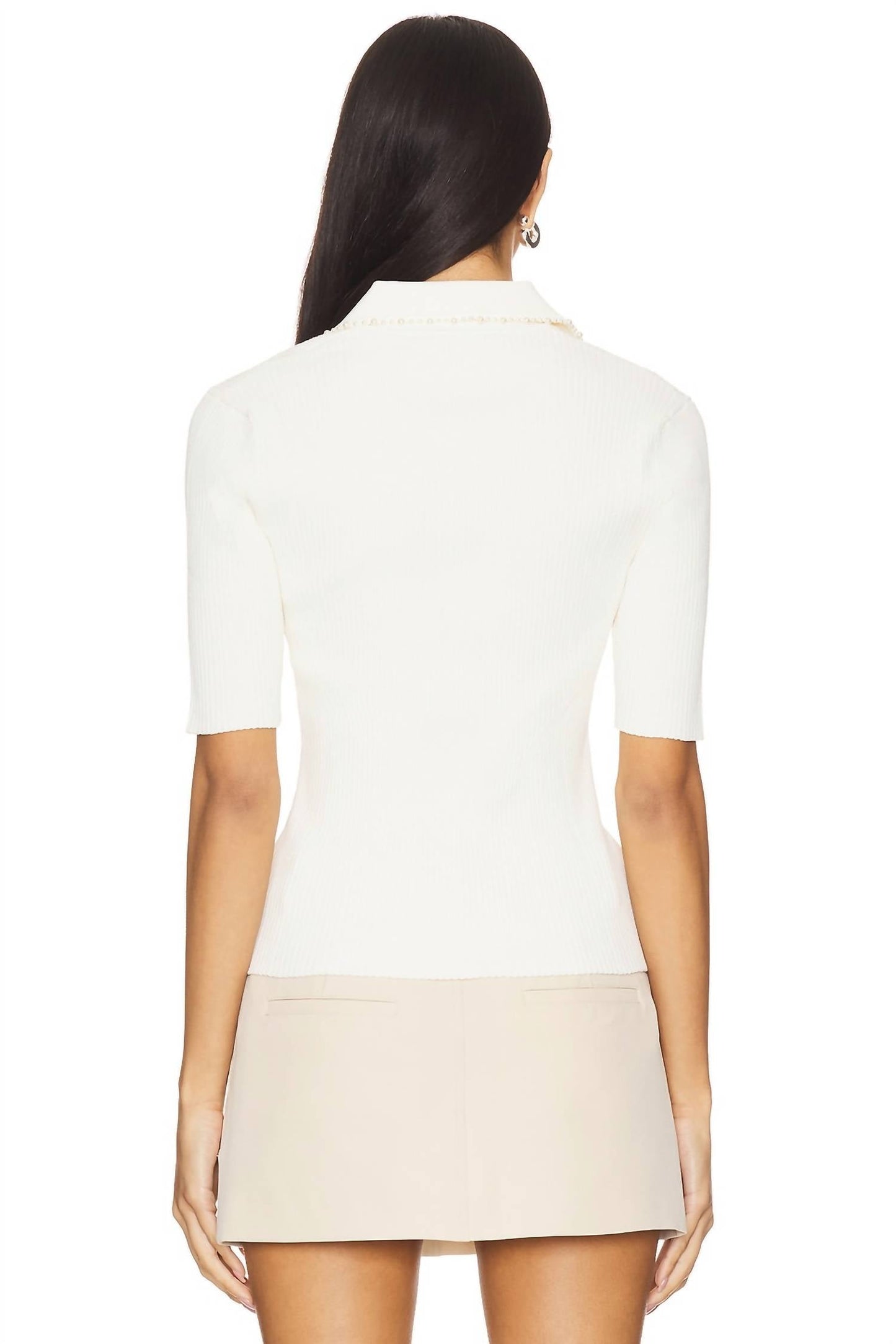 Autumn Cashmere - Pearl Trimmed Polo Top