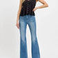 Risen - Full Size Front Patch Pocket Flare Jeans Plus Size