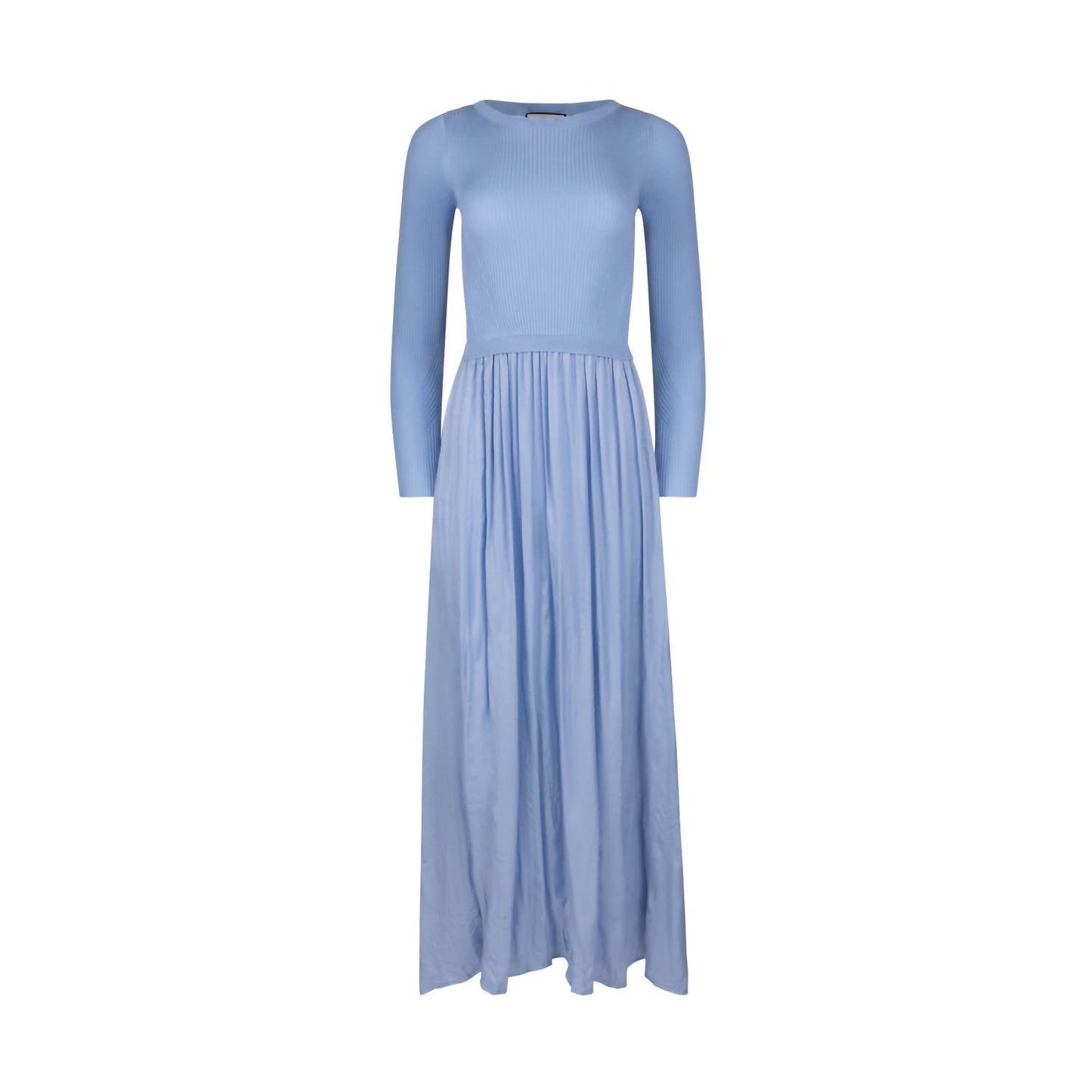 Mima Rosso - Knit Top Contrast Fabric Maxi Dress