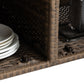Outdoor Wicker Bar Cart with Glass Top and Wheels