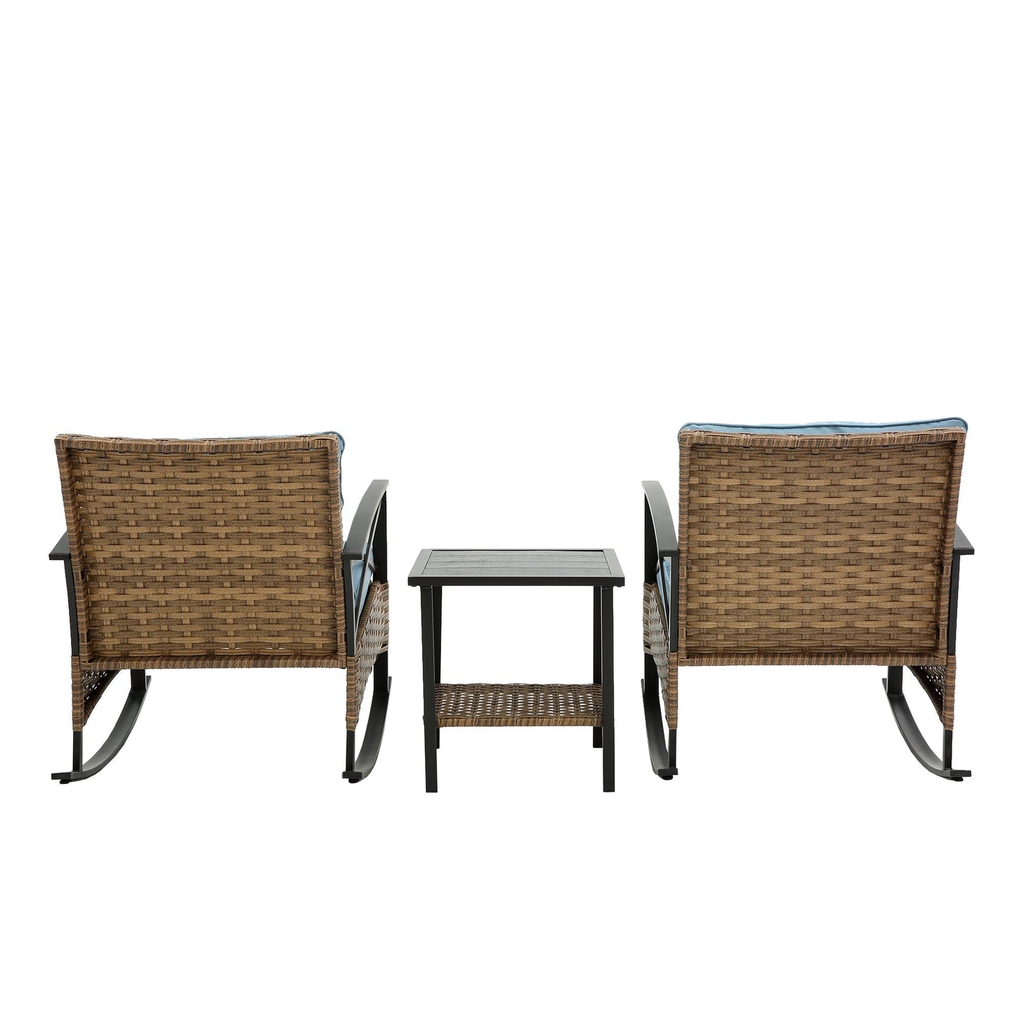 3pcs Rocking Rattan Chair Set in Grey