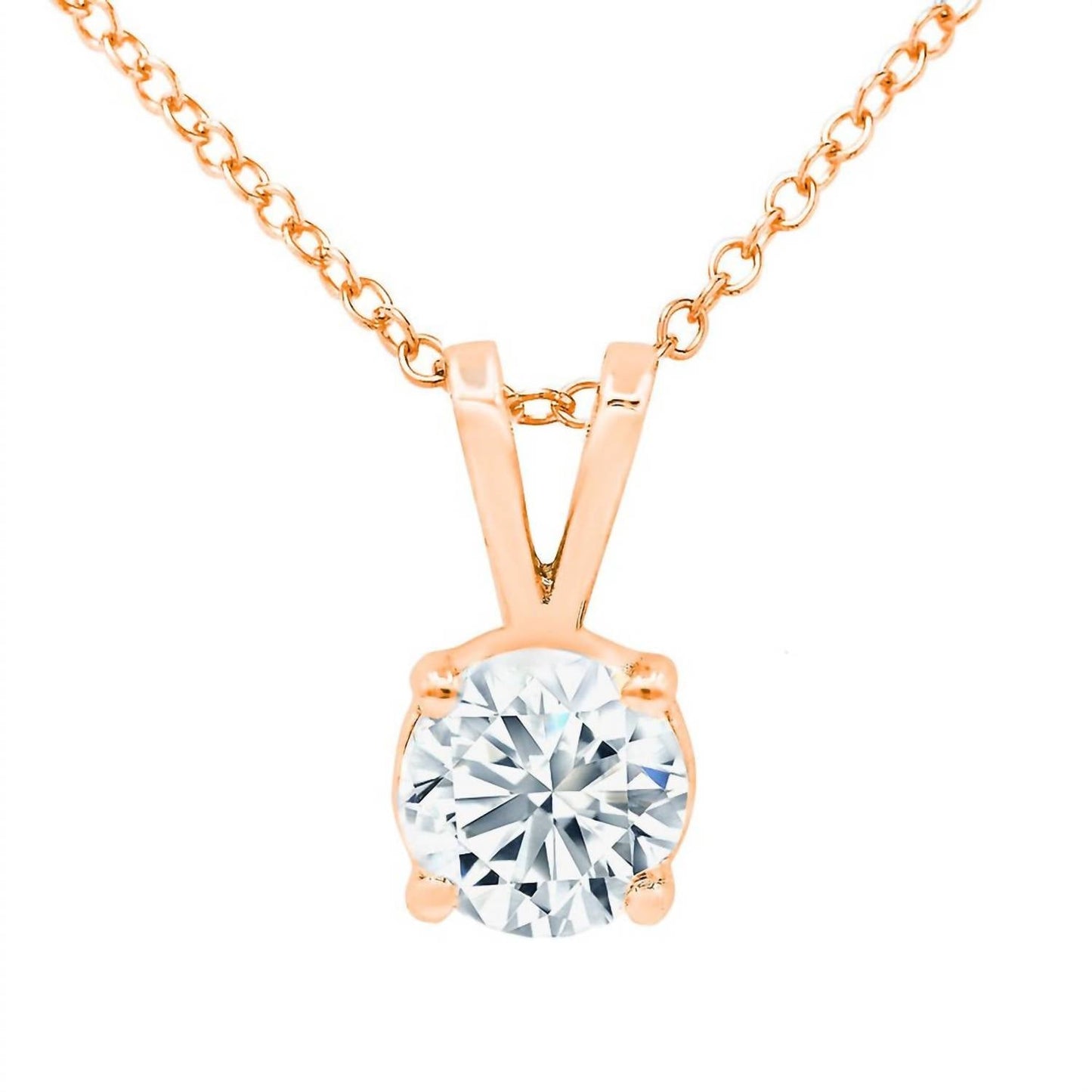 Diana M Jewels - 14kt 0.50 Cts Lab Grown Diamond Solitaire Pendant 3 Prong Necklace