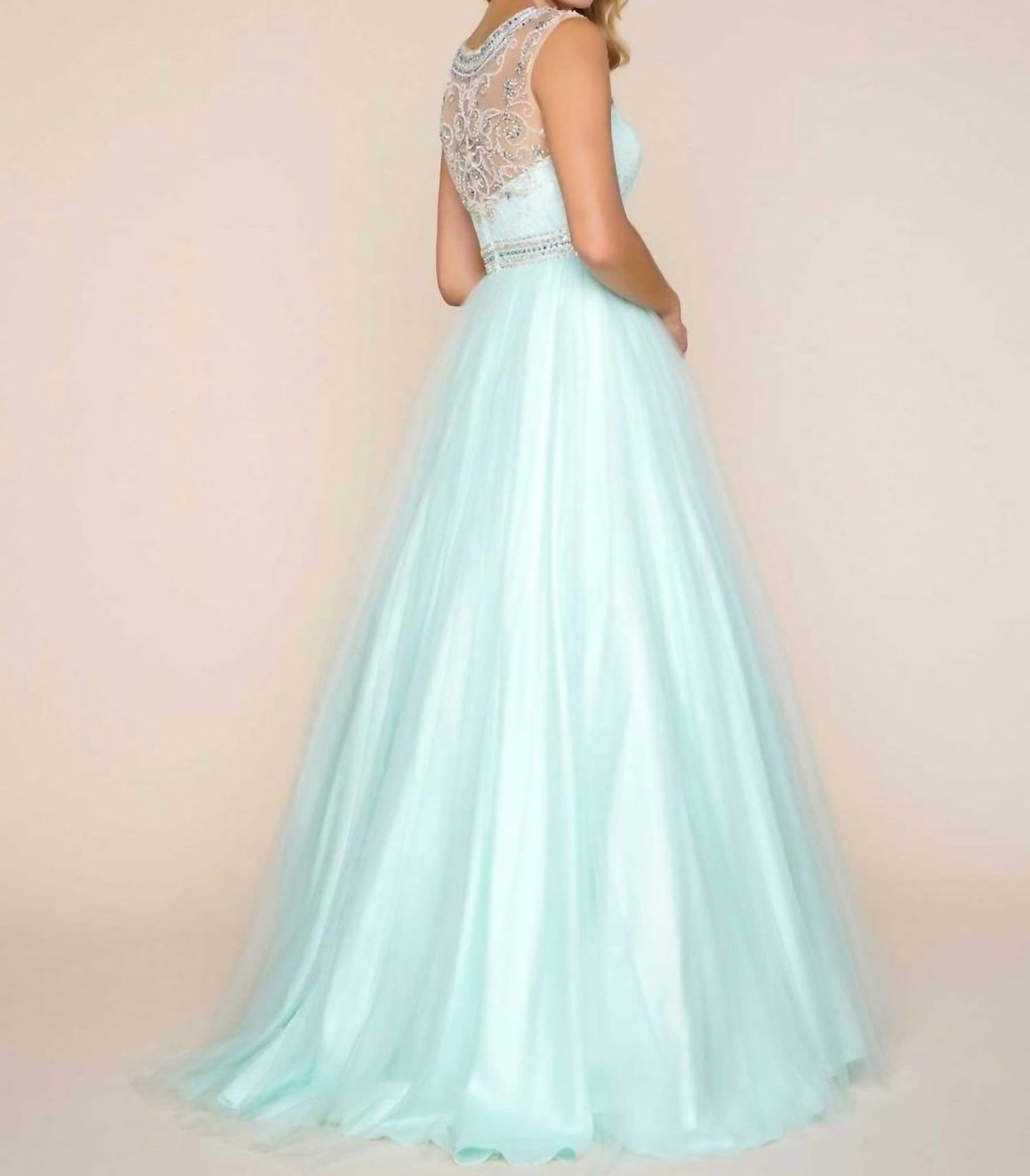 Mac Duggal - SCOOP NECK BEADED BALL GOWN