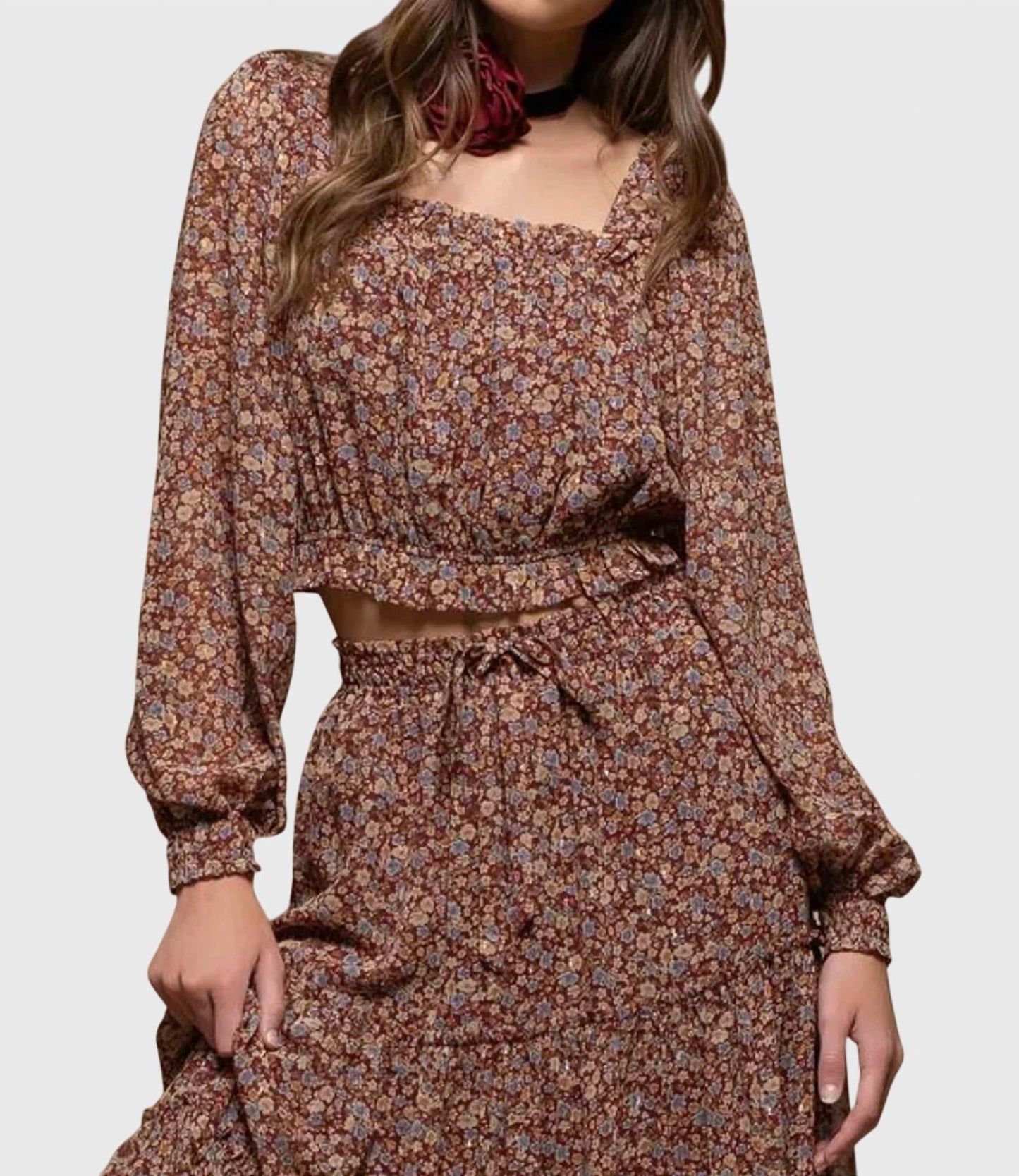 Blu Pepper - Lennox Floral Square Neck Crop Top