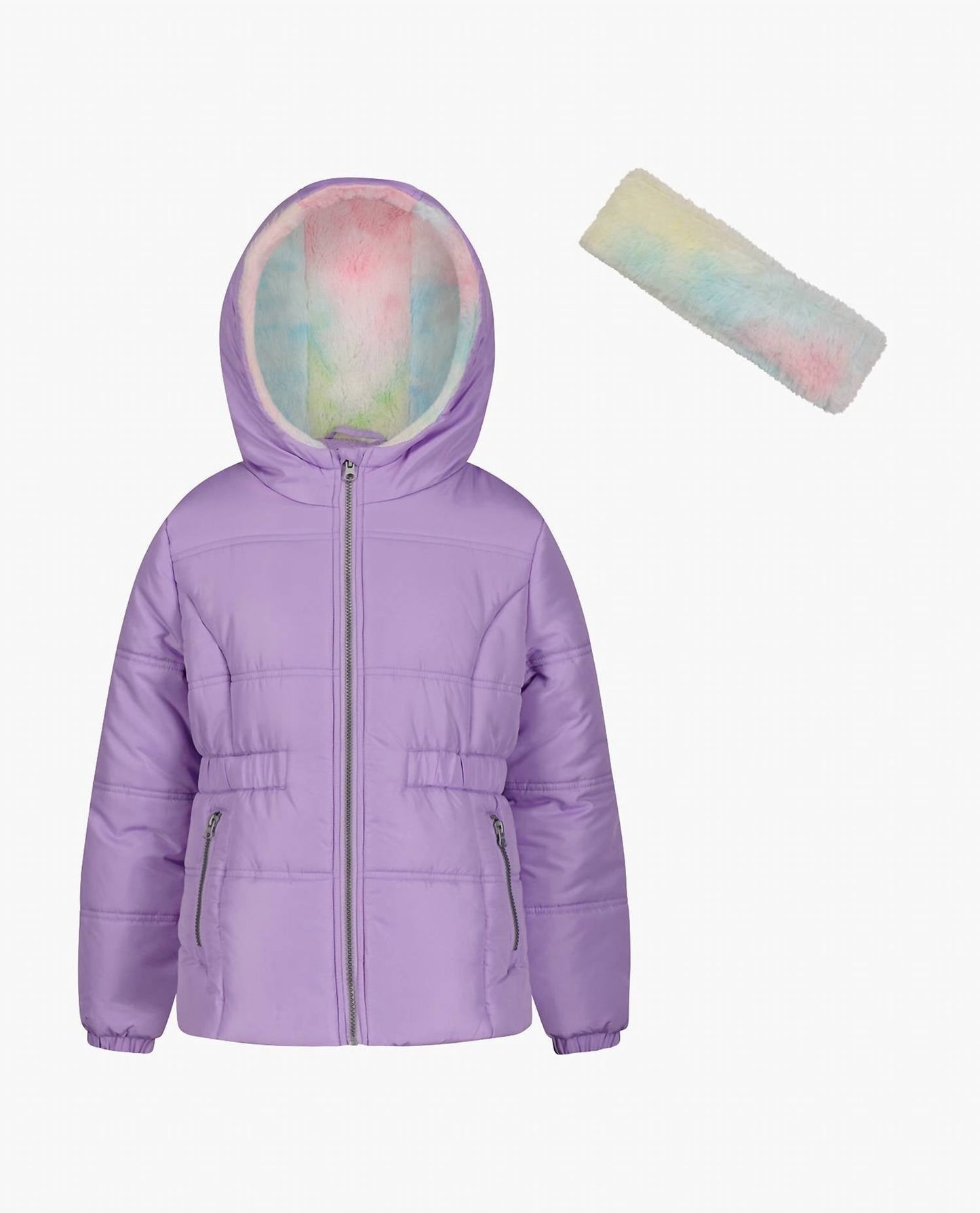 London Fog - Baby Girls Zip-front Hooded Mid Cinch Puffer