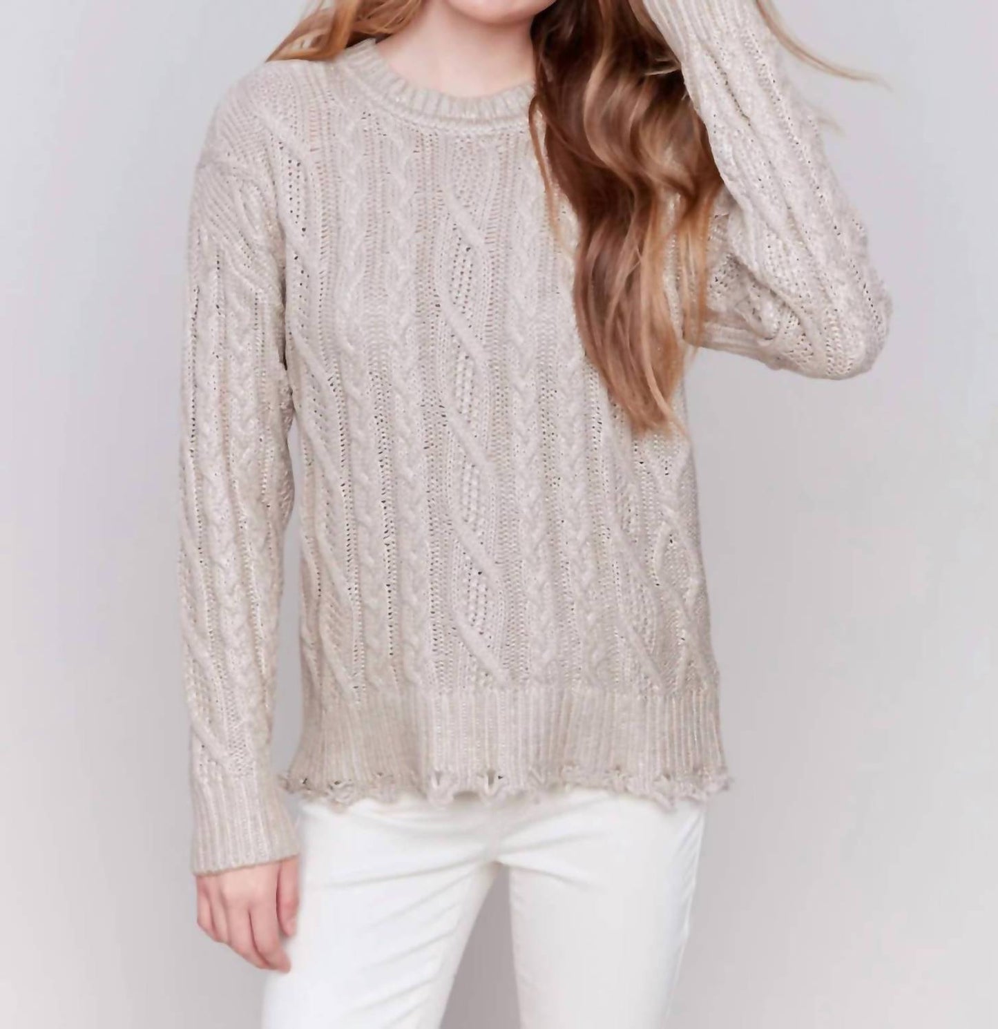 Charlie B - Metallic Cable Knit Sweater