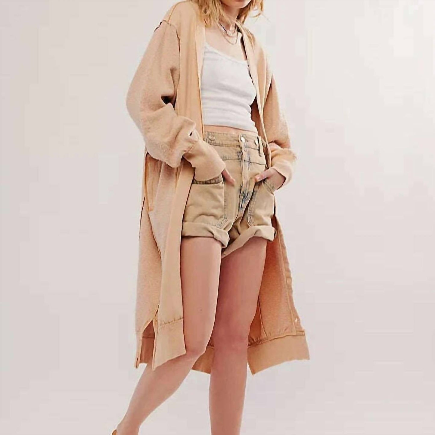 Free People - Knee-length Blue Cardigan