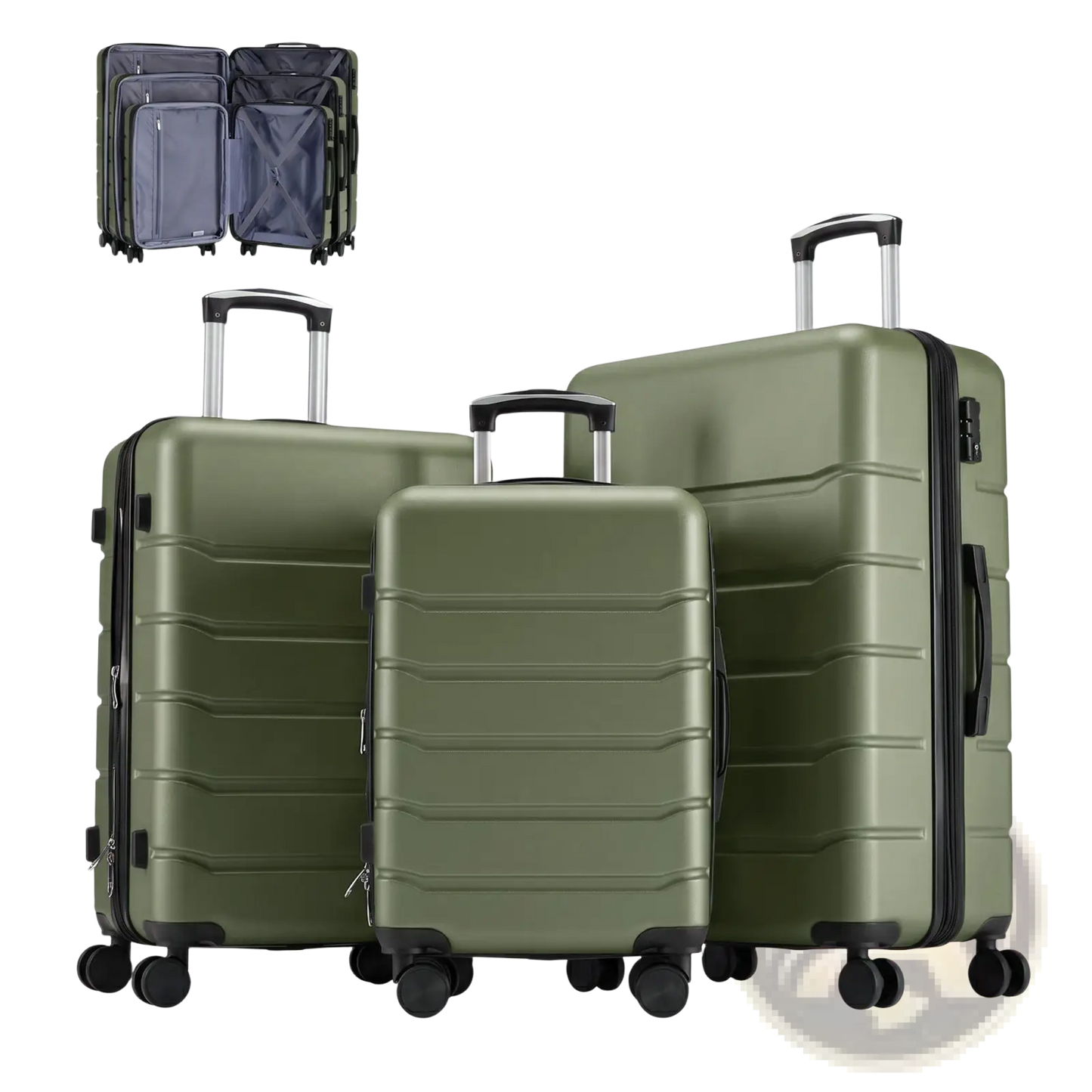 Abs Spinner Luggage Expandable Hard Shell Suitcase Case