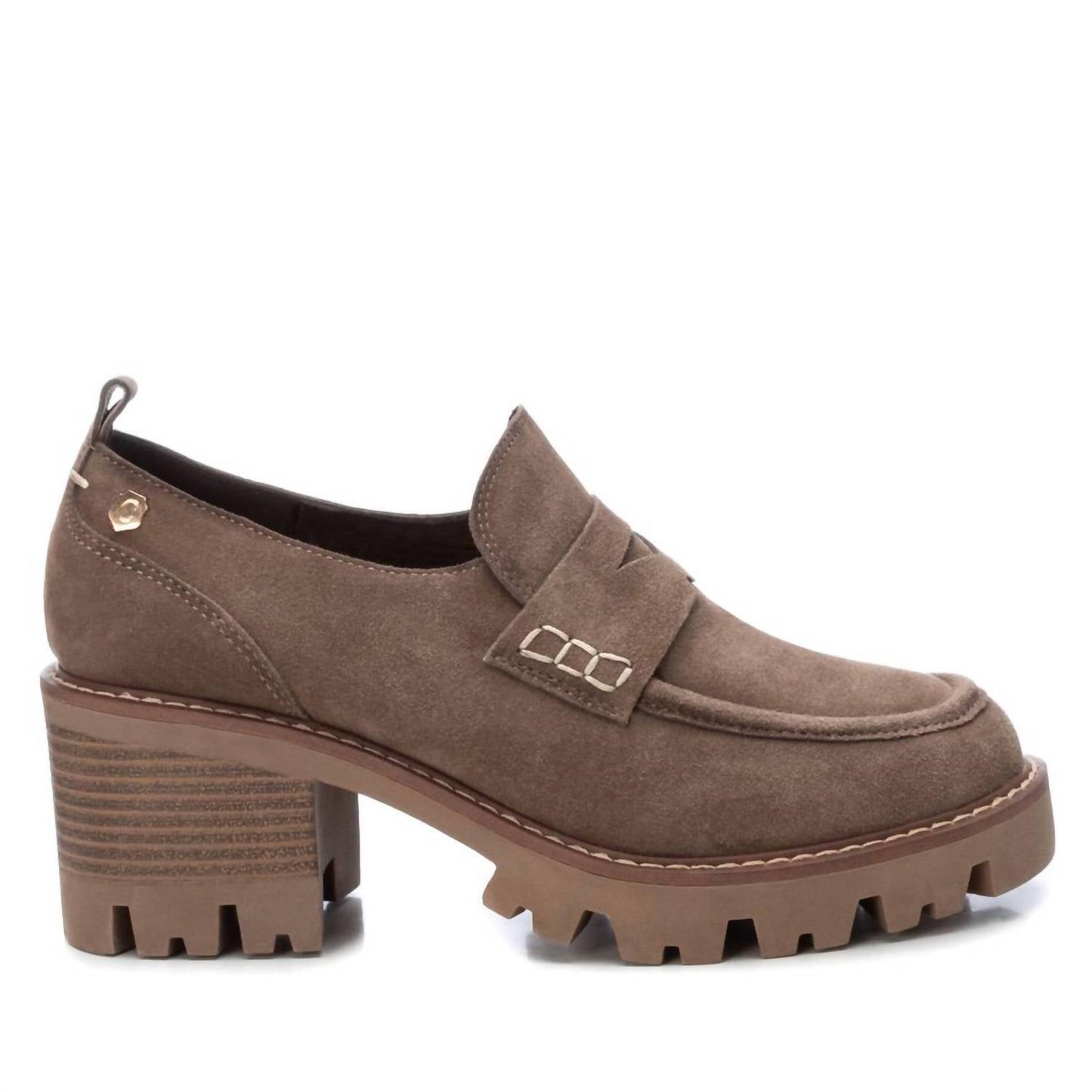 Xti - Women's Suede Heeled Moccasins