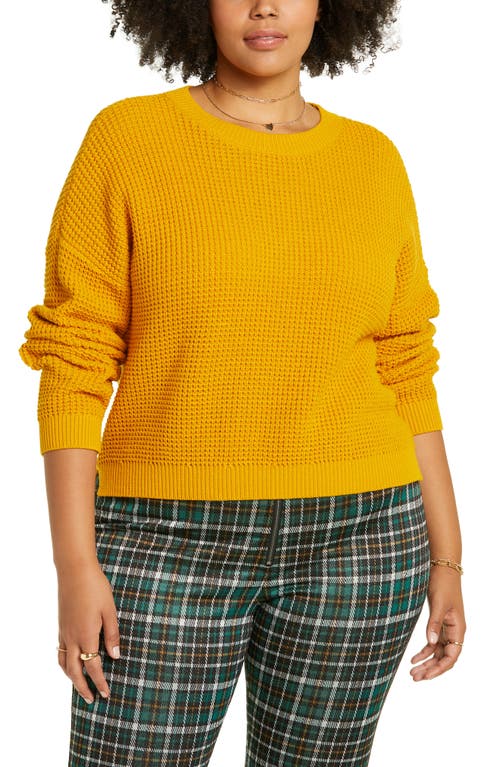BP. Thermal Knit Crop Sweater in Yellow Treasure, Size 3X