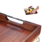 Acacia Wood Serving Tray with Black Metal Handles