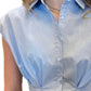 Aureum - Pleated Cap Sleeve Blouse