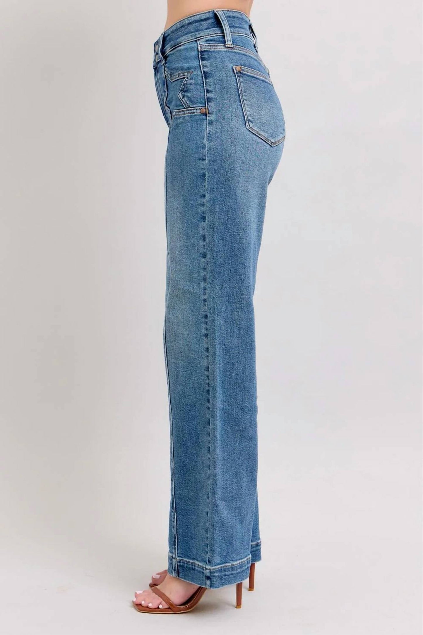 Judy Blue - High Waist Star Wide Leg Jeans