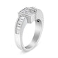 14K White Gold 1 1/2 Cttw Invisible-Set Princess and Channel-Set Baguette Diamond Geometric Bypass Ring Band (G-H Color, SI2-I1 Clarity) - Ring Size 7