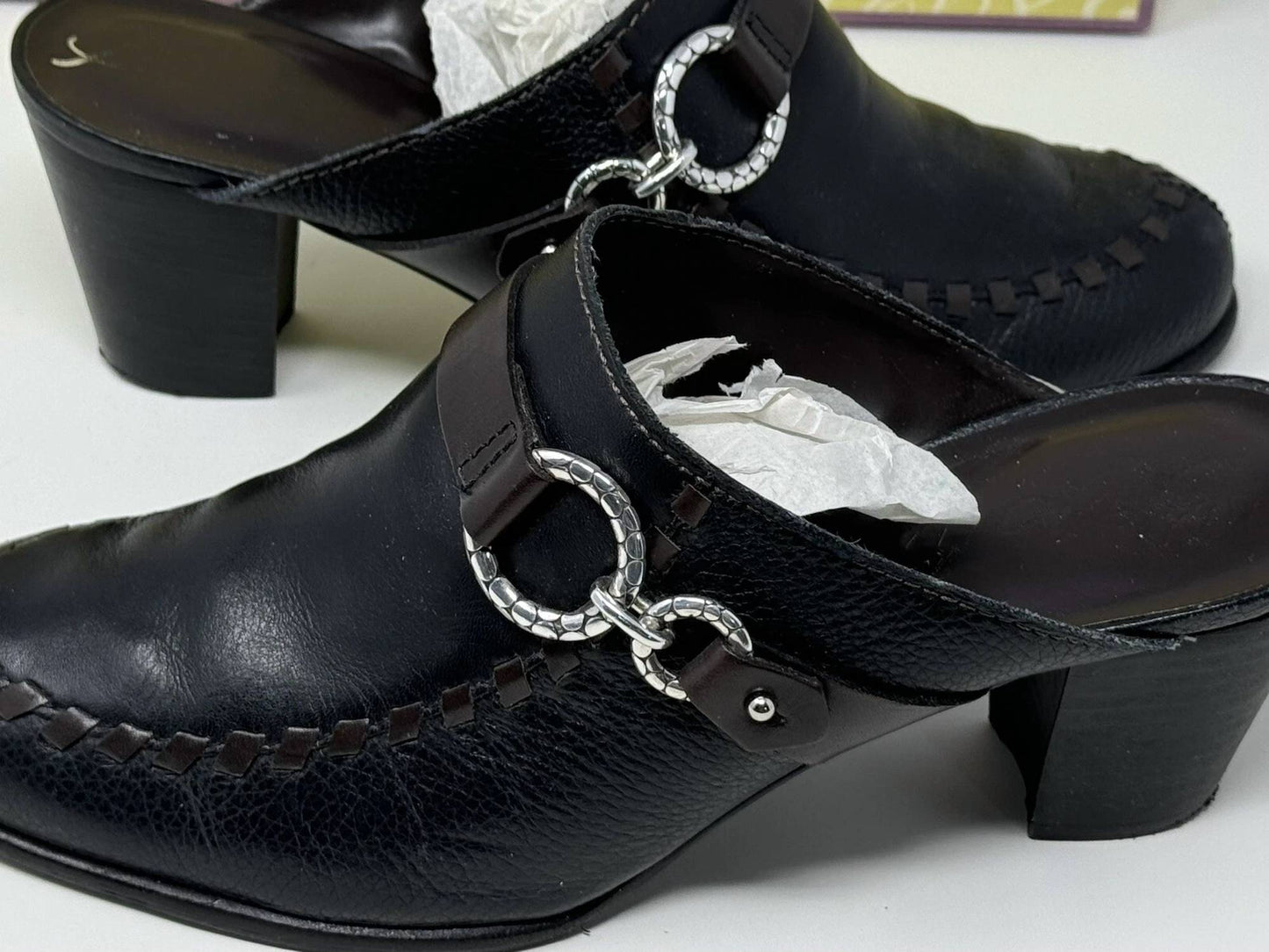 Brighton - Women's Gemini Mules Leather Heel