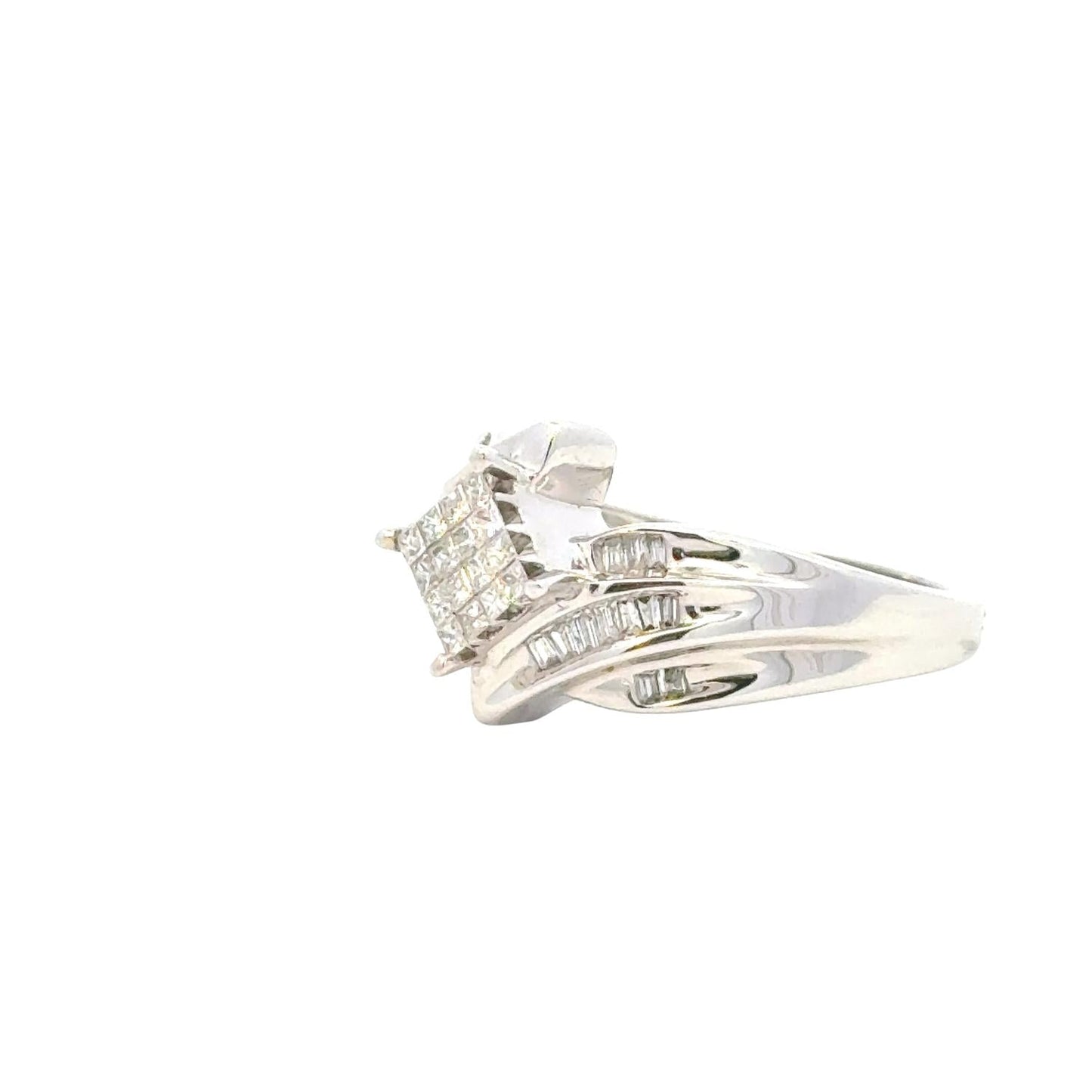 Aamiaa - 0.50 Carat Natural Diamond Princess And Baguette Cut Cluster Ring - Size 6.5