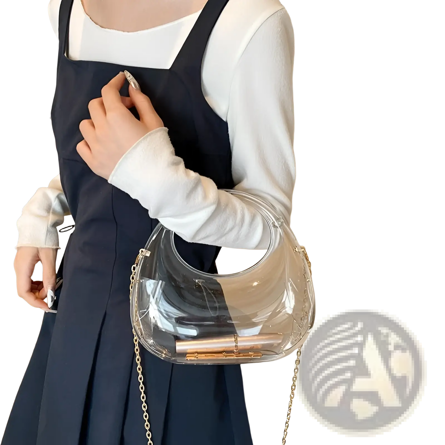 Acrylic Gold Chain Handbag Metallic Clutch Bag