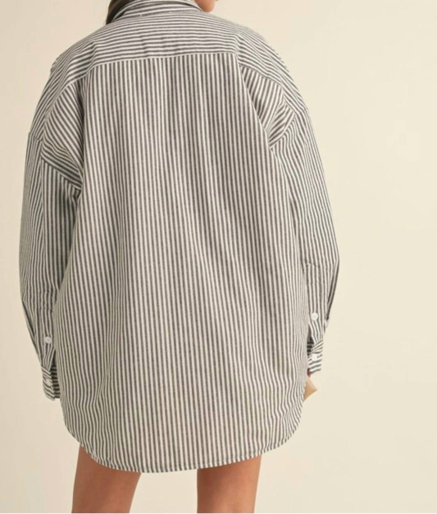 Klesis - Striped Padded Oversized Shacket