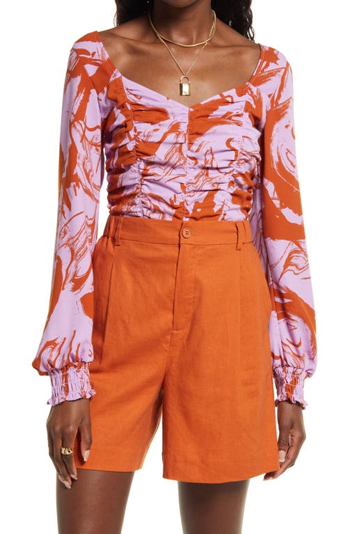 ruched-crop-top-purple-rust-brush-stroke