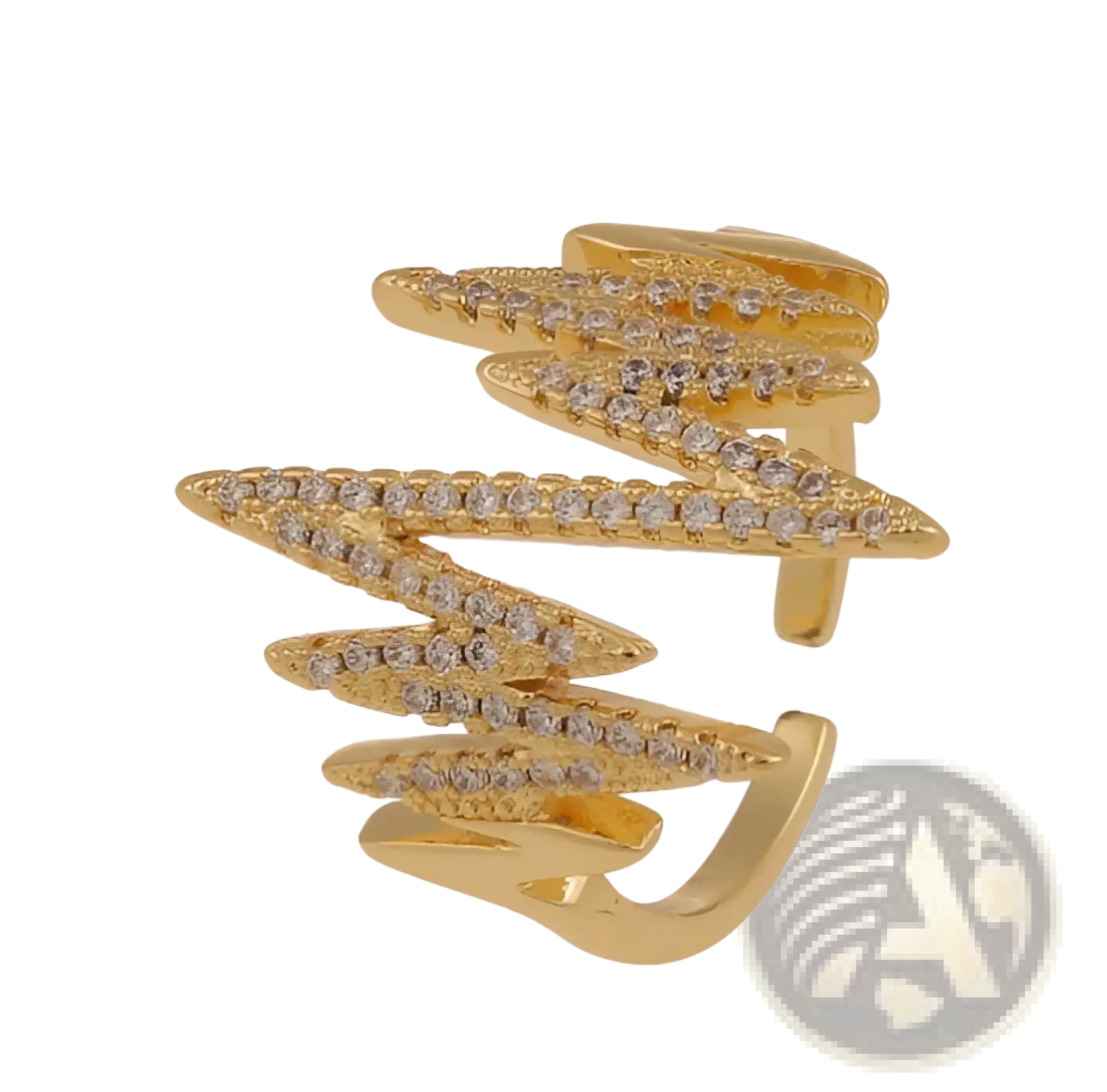 Adjustable Gold Safety Pin Zircon Geometric Ring