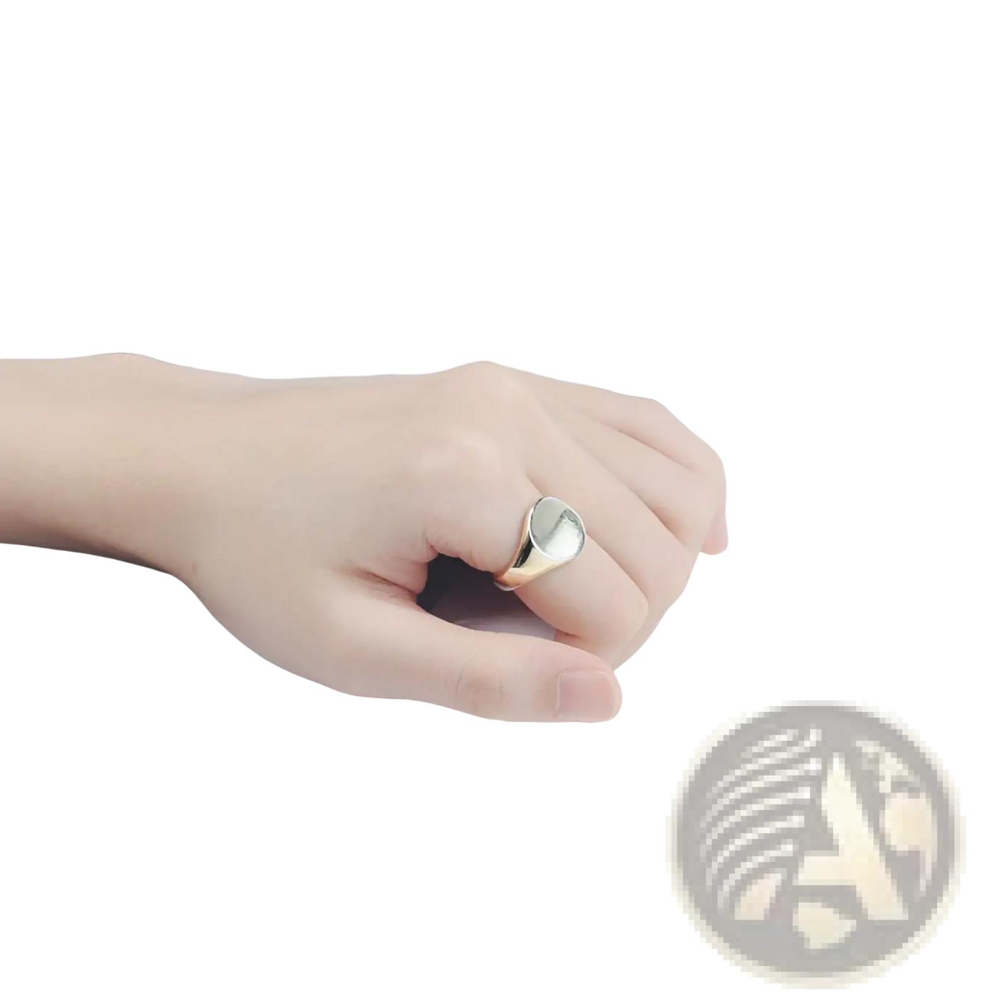 Adjustable Oval Minimalist Signet Ring in Polished Metal