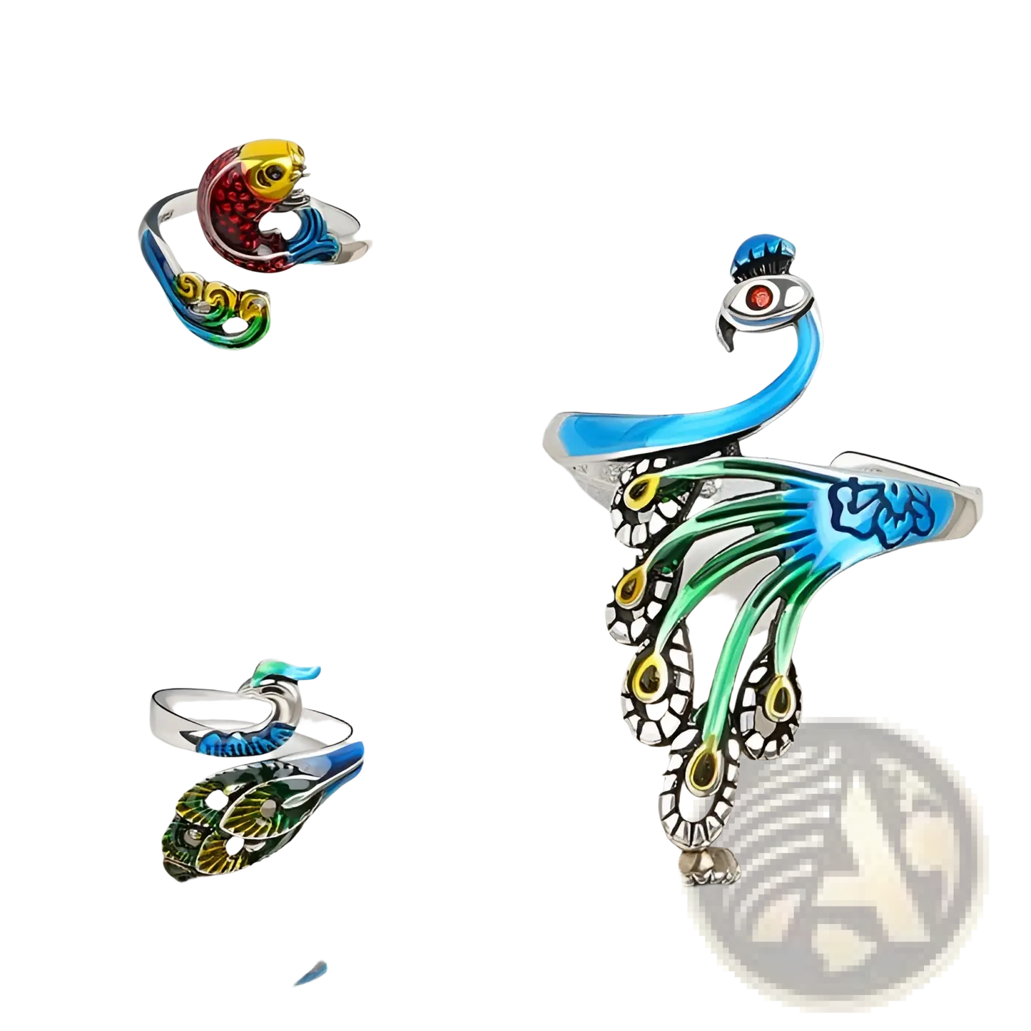 Adjustable Peacock and Fish Crochet Tension Rings