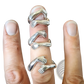 Adjustable Silver Hands Embracing Ring with Red Gemstone