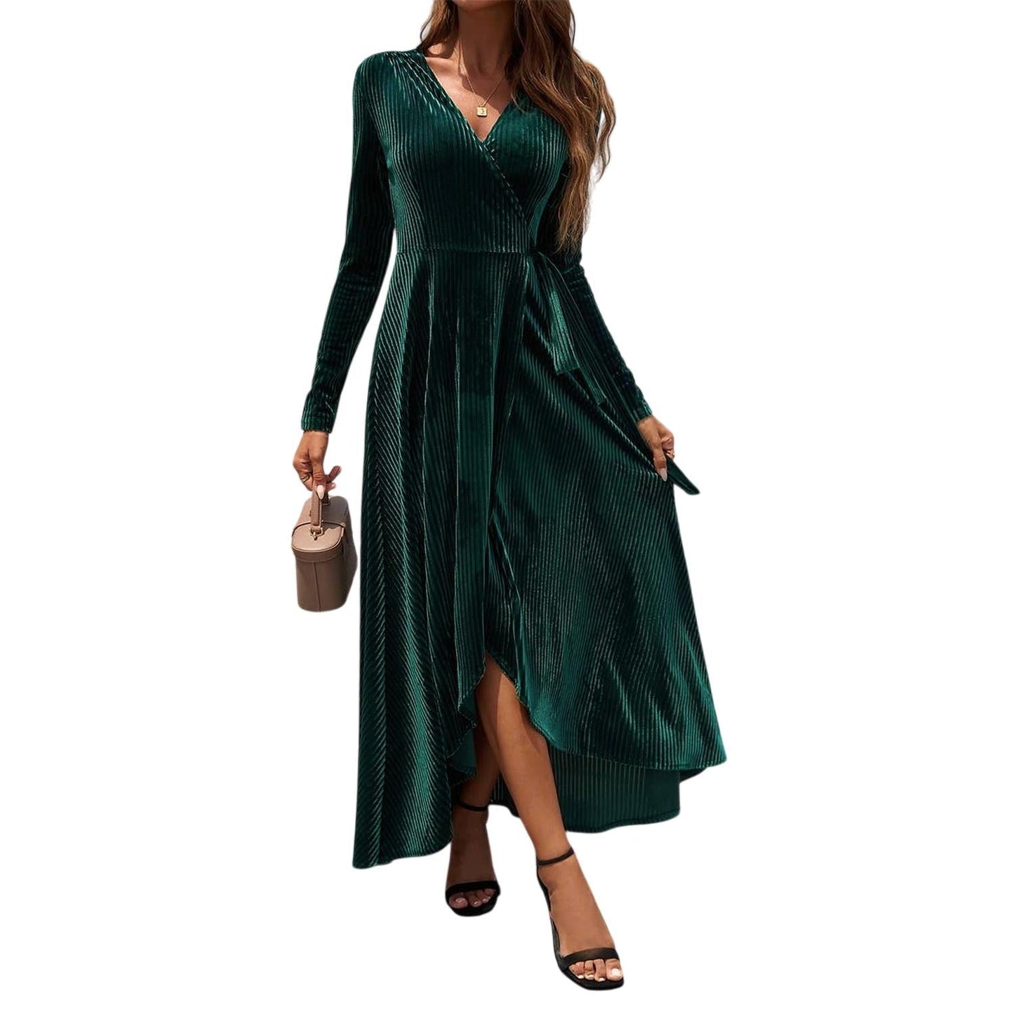 Supreme Fashion - V Neck Velvet Maxi Dress