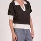 Elan - Clara Collared Elbow Sleeve Sweater