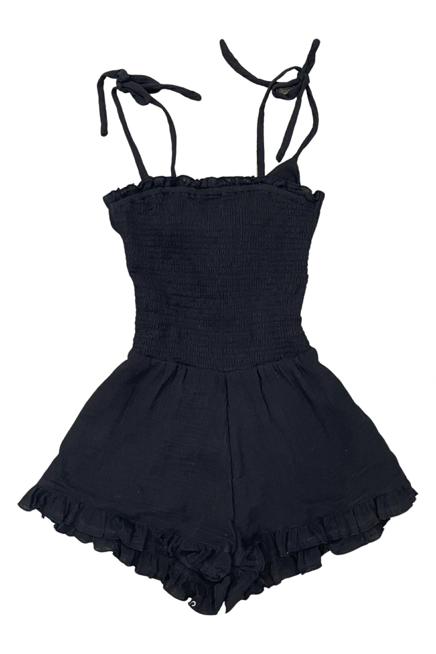 Flowers By Zoe - Girls Smocked Tie Back Romper