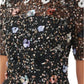 Adrianna Papell - Short Sleeves Back Zipper Short Beaded Dress