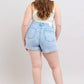 Judy Blue - Judy Blue Mid Rise Garment Dyed Cyan Denim Short 150348