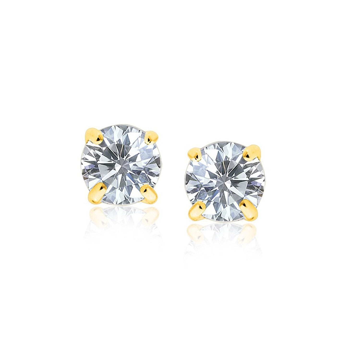 14k पीला सोना 8.0mm गोल CZ स्टड बालियां