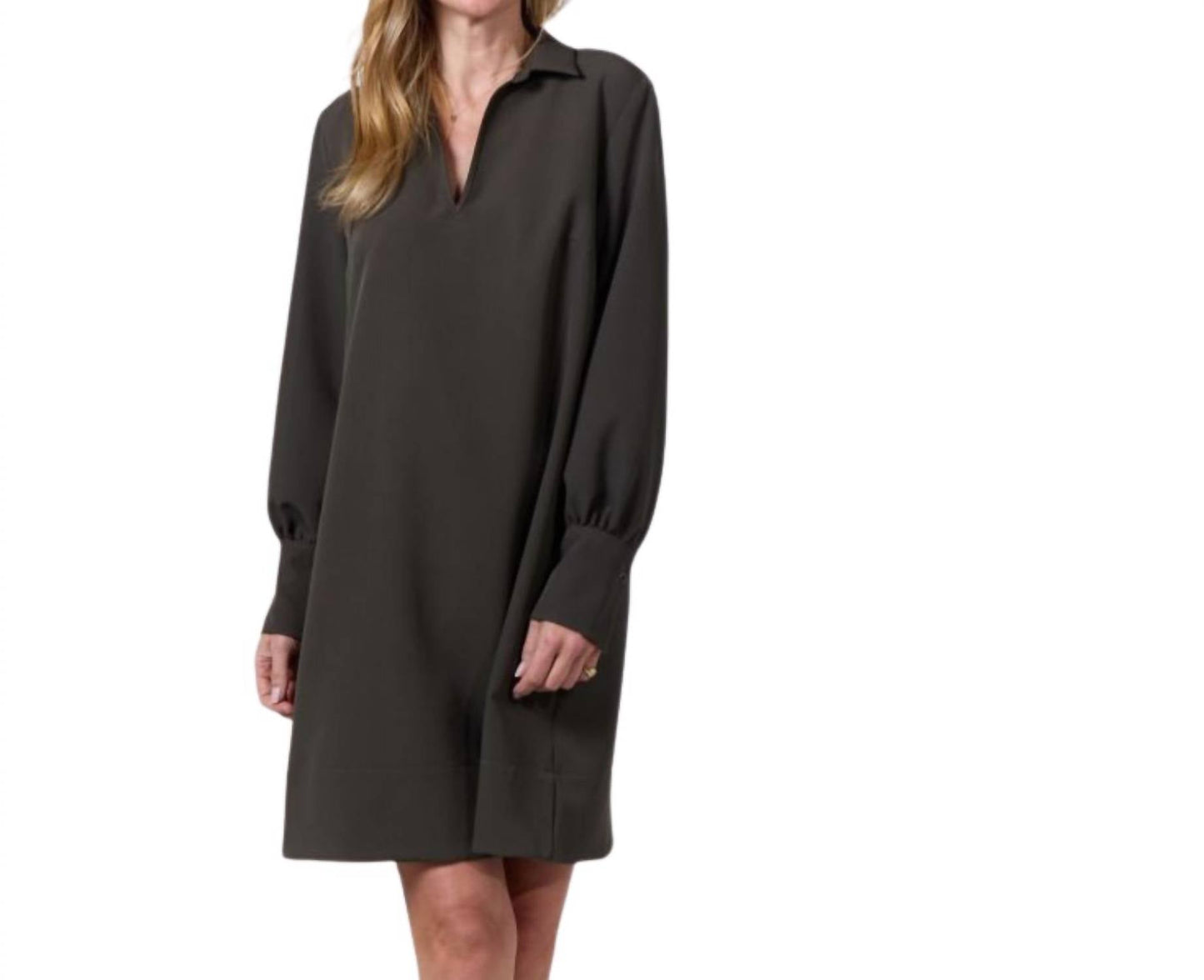 0039 Italy - V-neck Open Collar Dress