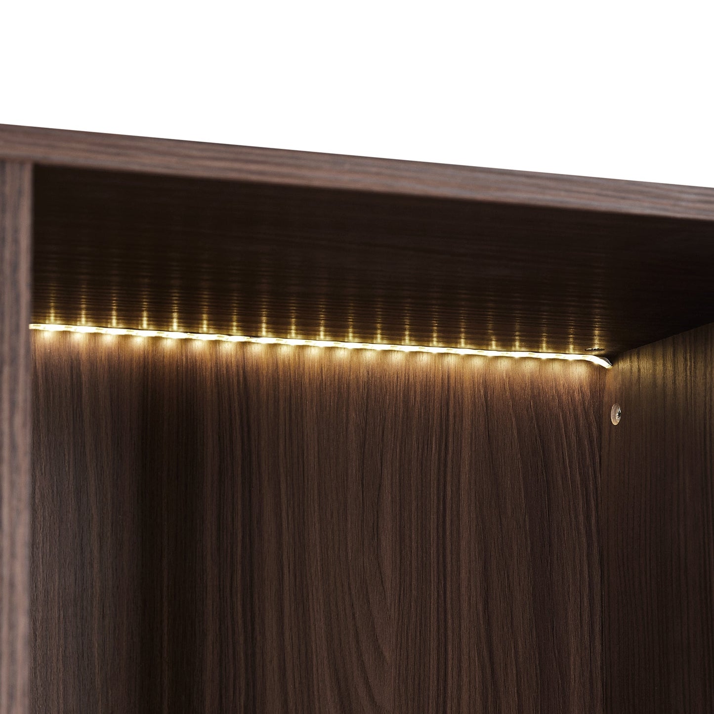 Modern Minimalist 51.2" Tall Lighted Display Cabinet with Tempered Glass