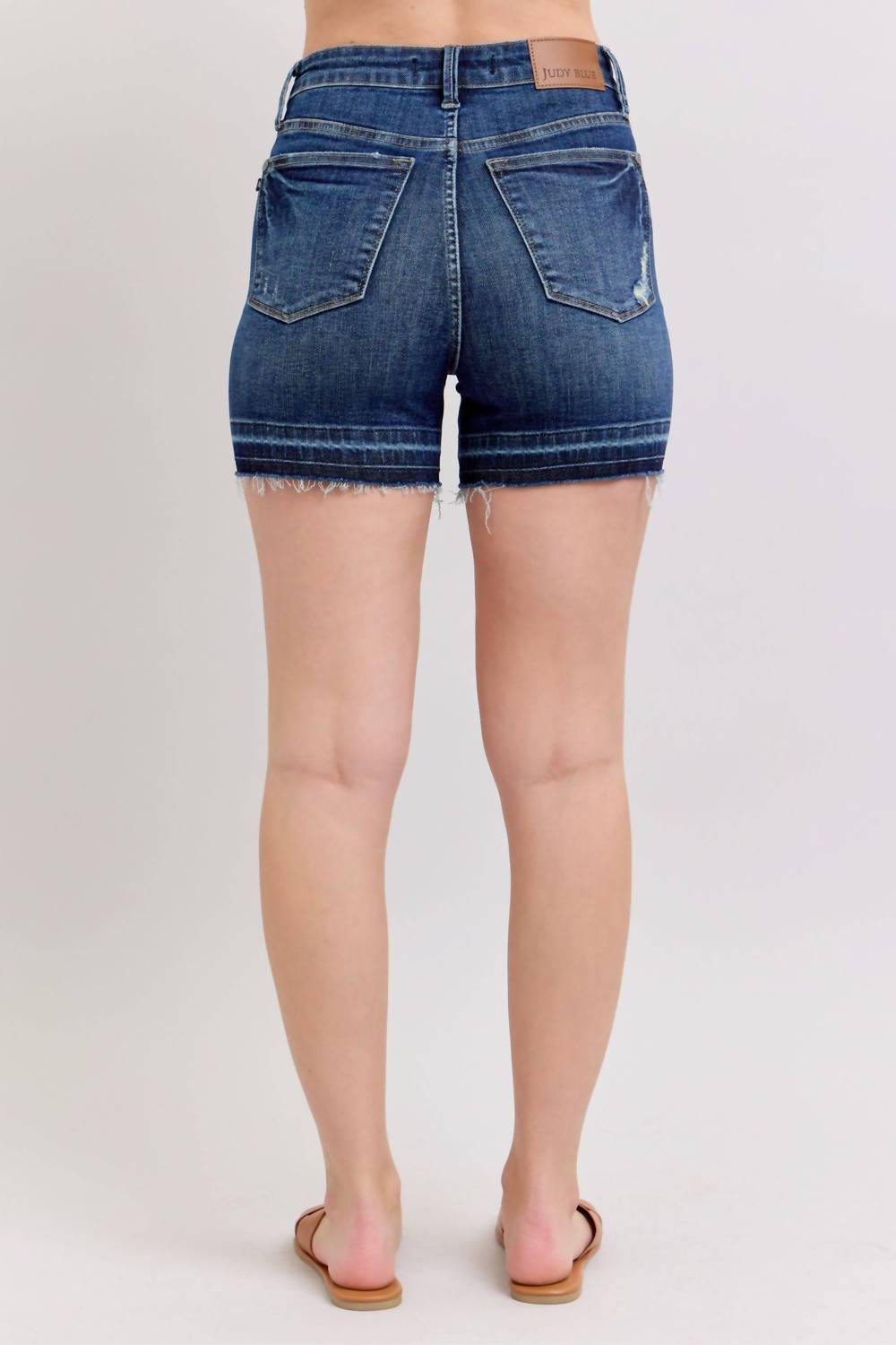 Judy Blue - High Waist Tummy Control Destroy Release Hem Denim Short