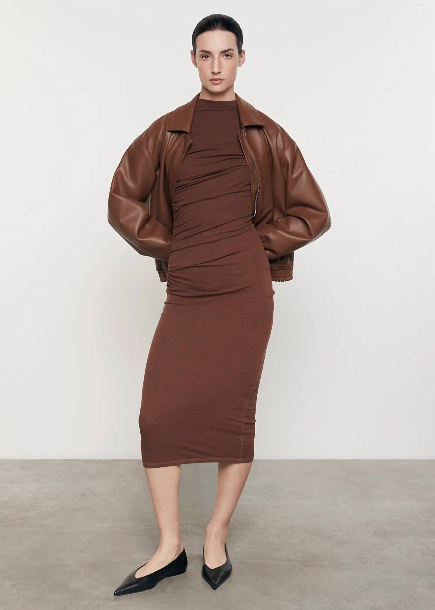 Enza Costa - Silk Rib Knit Twist Midi Dress