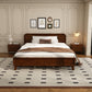 Pine Solid Wood Queen Size Bed, Dark Walnut