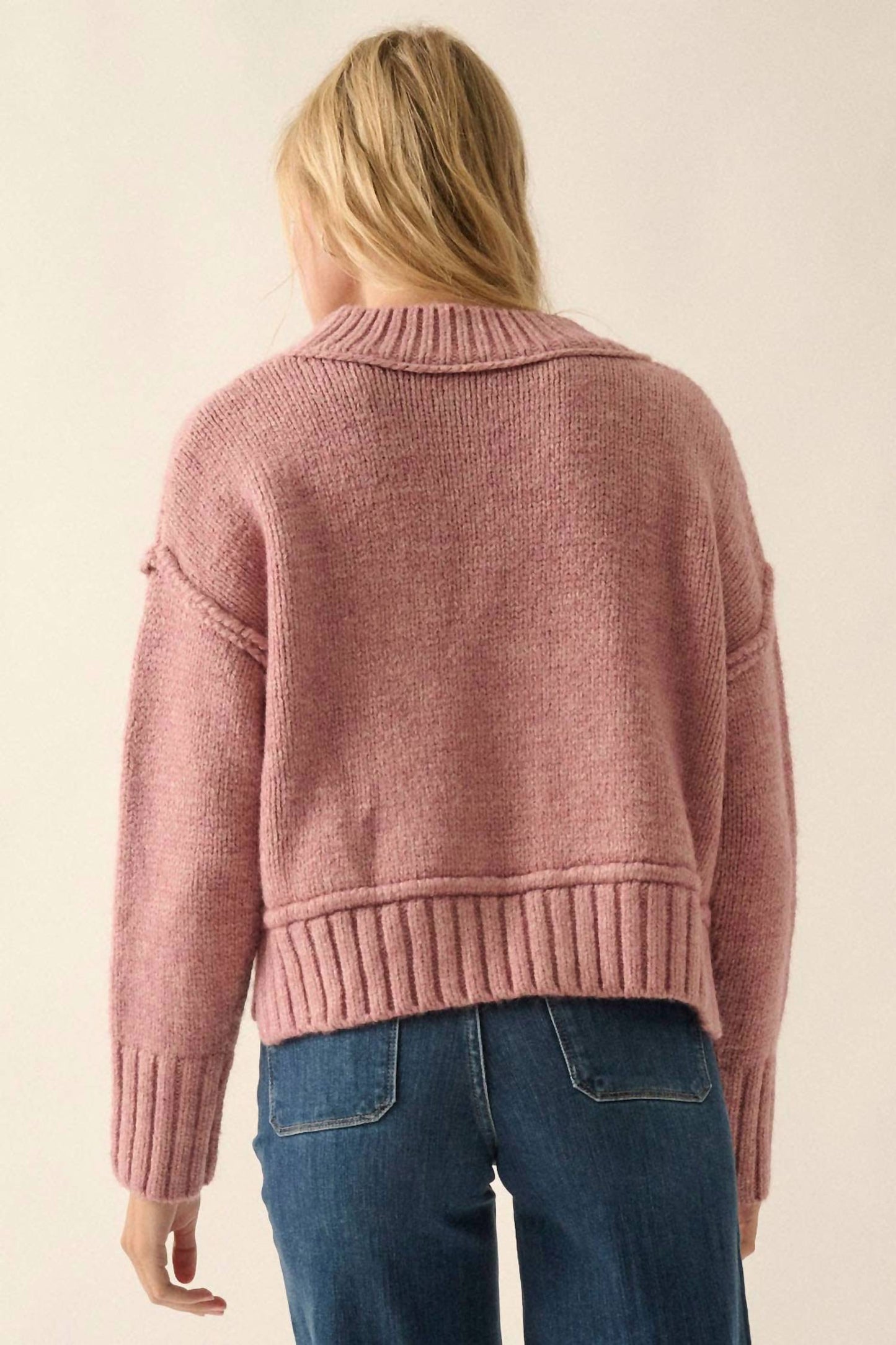 Promesa - Vana Exposed Seam Long Sleeve Sweater