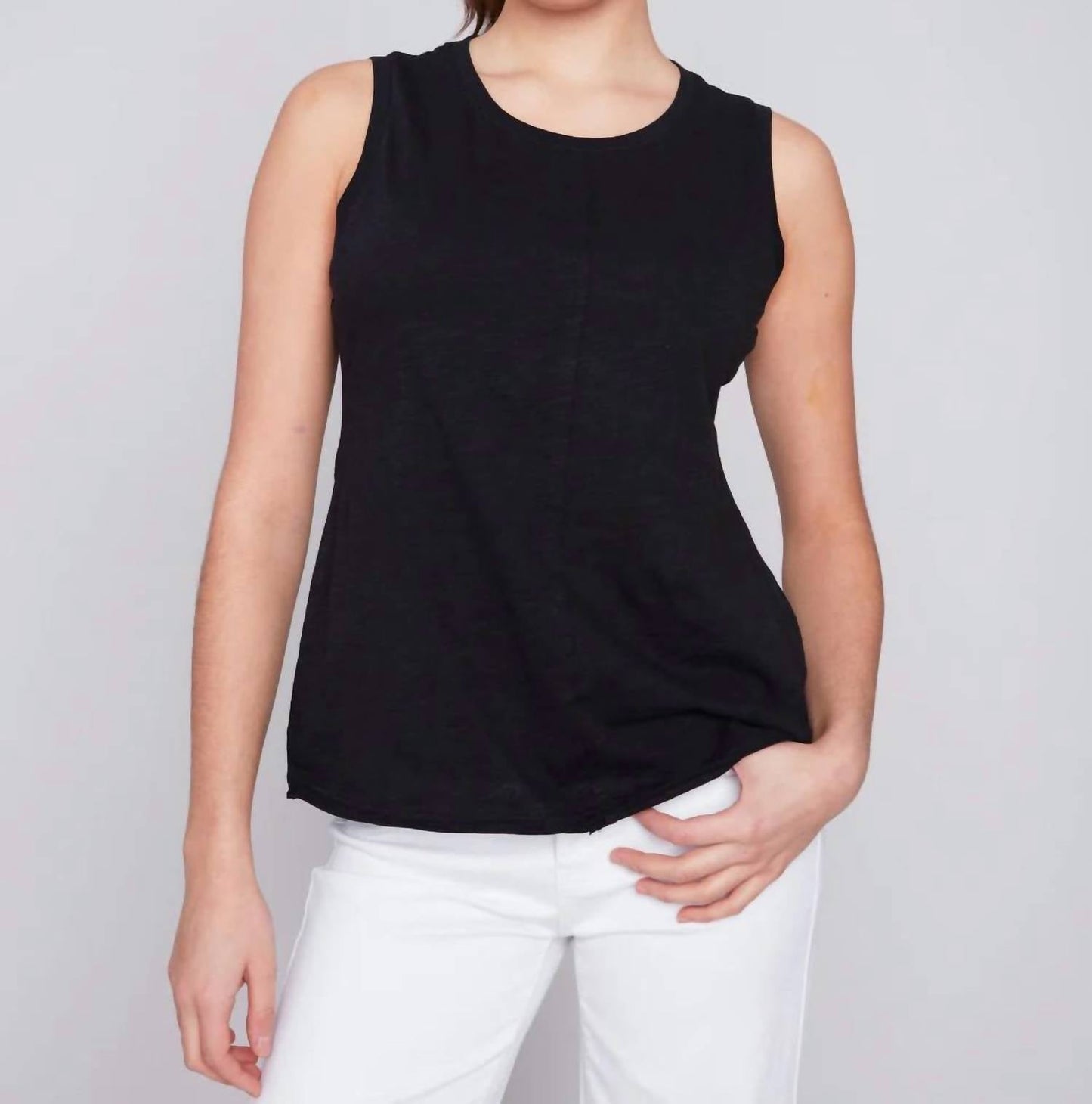 Charlie B - Round Neck Slub Sleeveless Tee