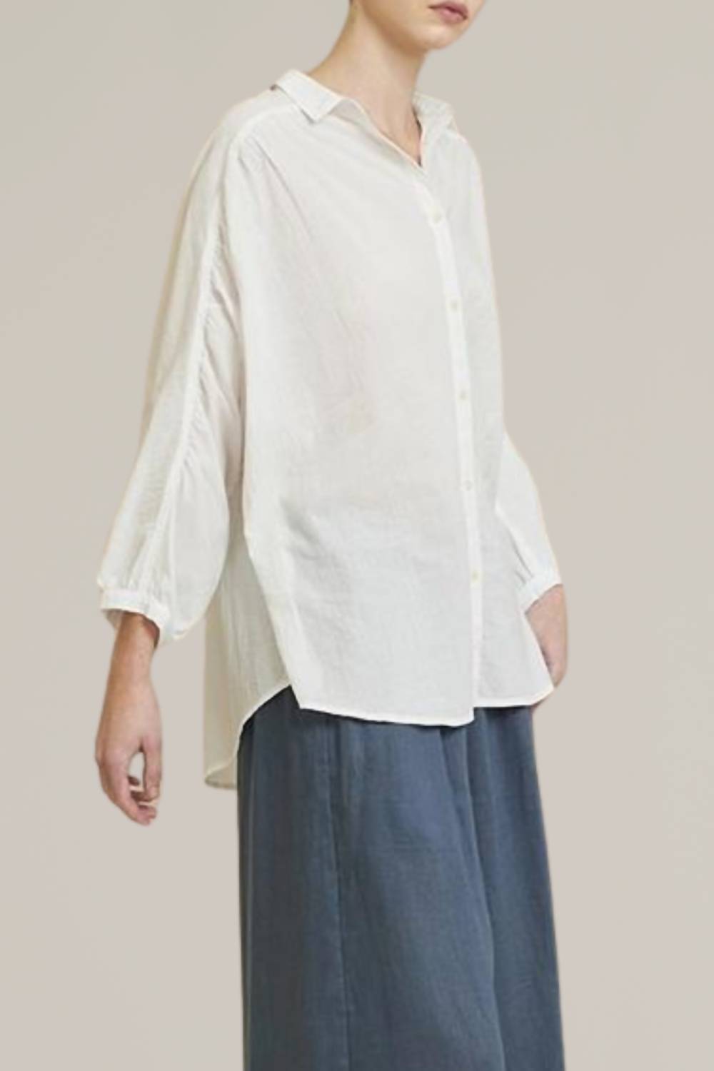 Grade & Gather - Oversize Round Yoke Button Down Shirt