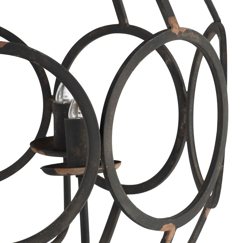 4 Light Metal Chandelier in Black Iron with Adjustable Chain