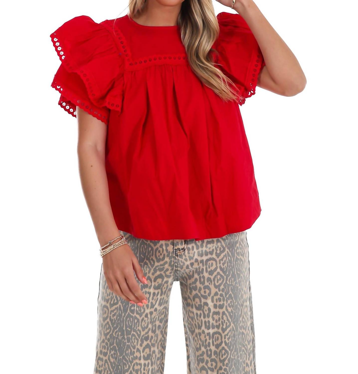 Easel - Golden Hour Poplin Top