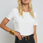 L'Agence - Velvet Donna Cropped Crew Neck Tee